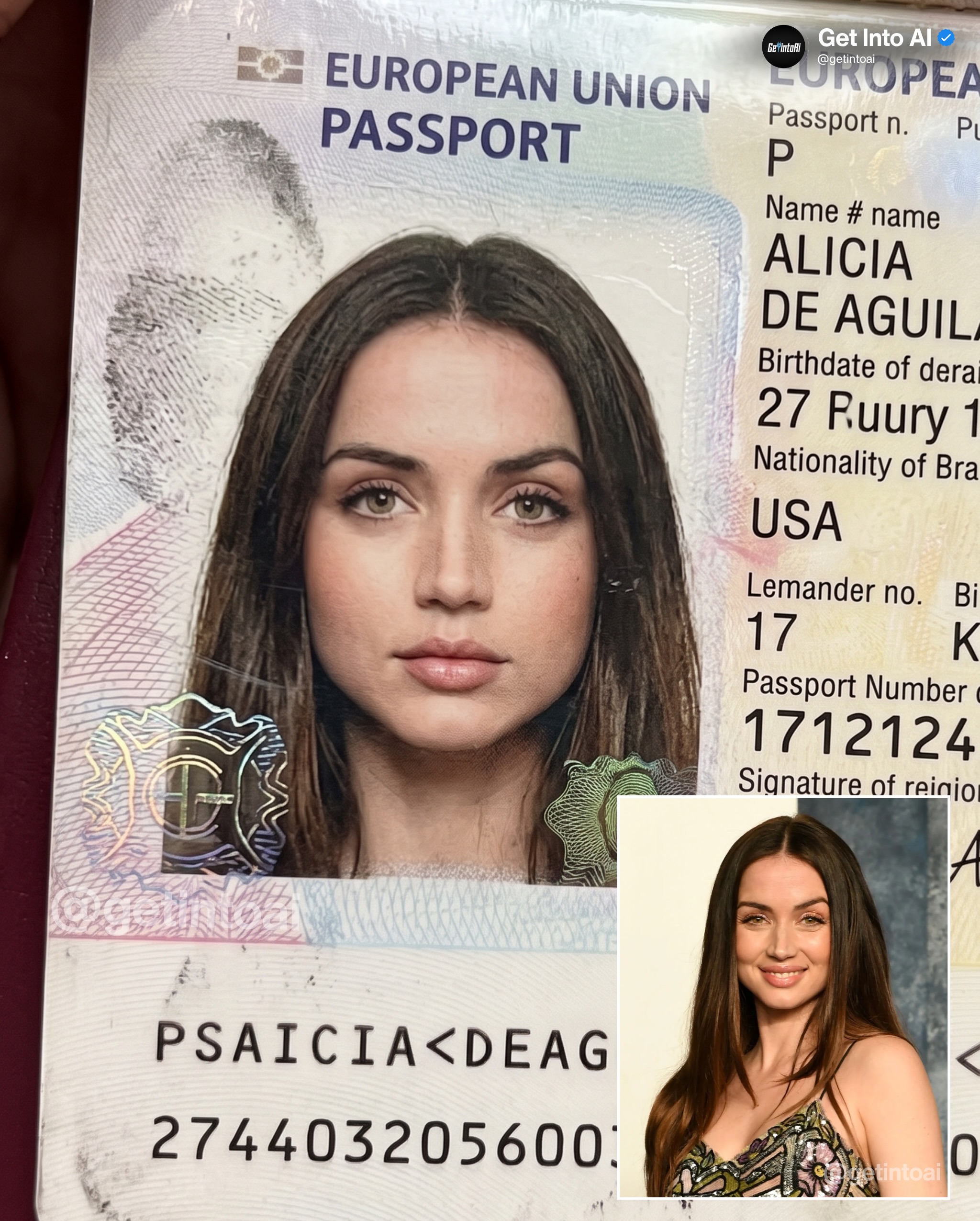 Stylized AI portrait arranged as an imaginary travel keepsake