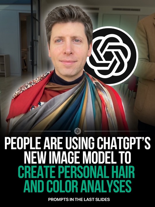 Sam Altman demo showing ChatGPT's new image model used for personal hair and color analysis trend going viral on Instagram.
